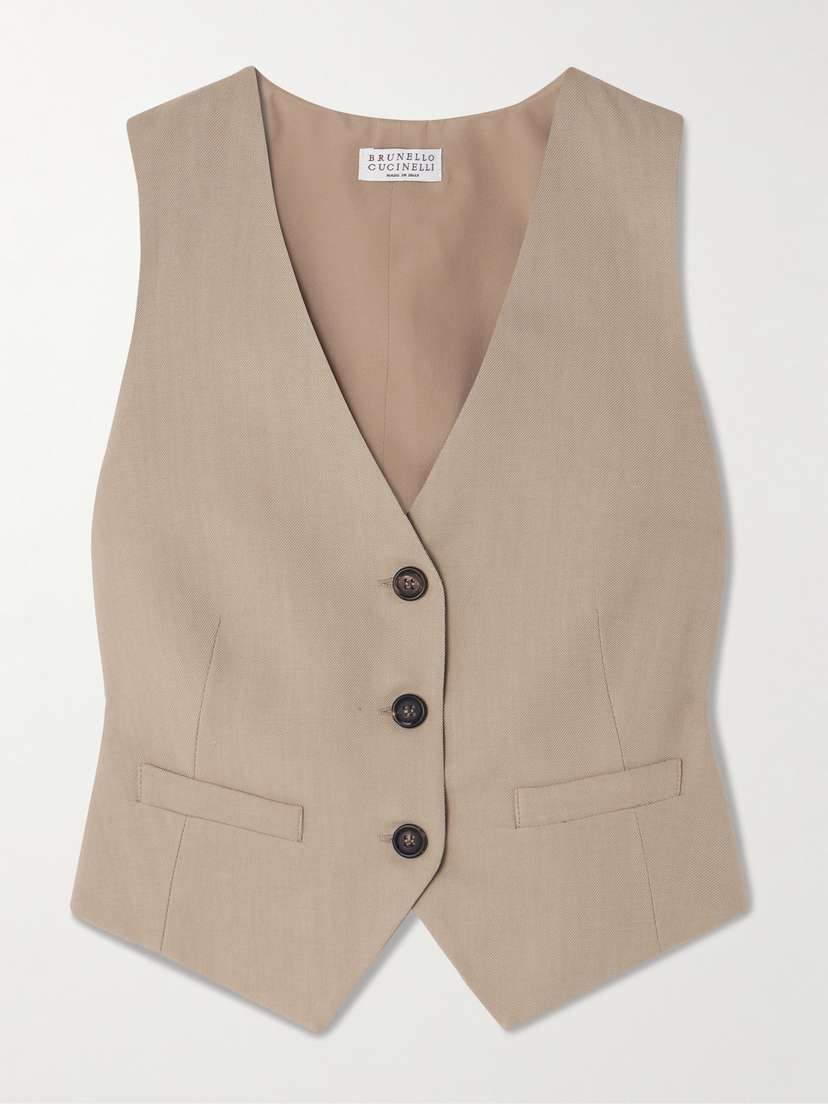 Brunello Cucinelli Bead-embellished Twill Vest
