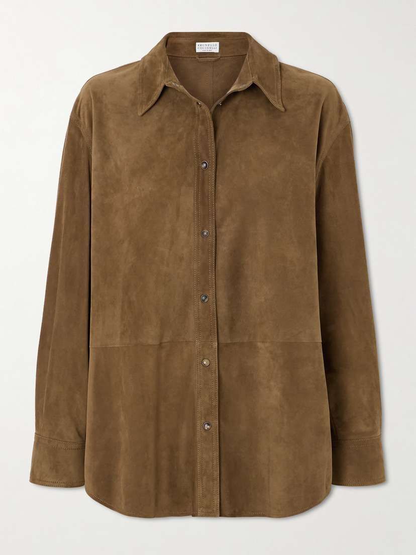 Brunello Cucinelli Bead-embellished Suede Shirt - IT38