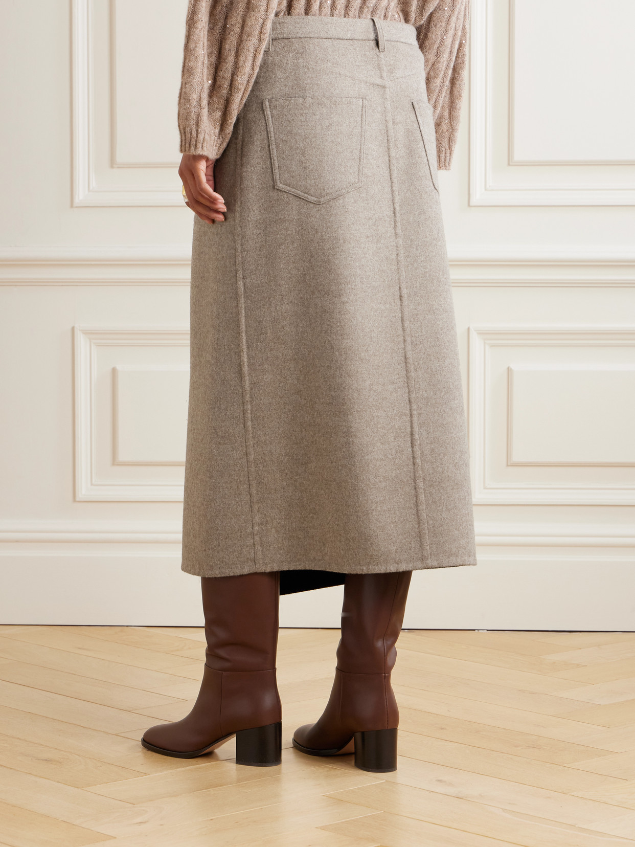 Brunello Cucinelli Asymmetric Brushed-wool Midi Wrap Skirt