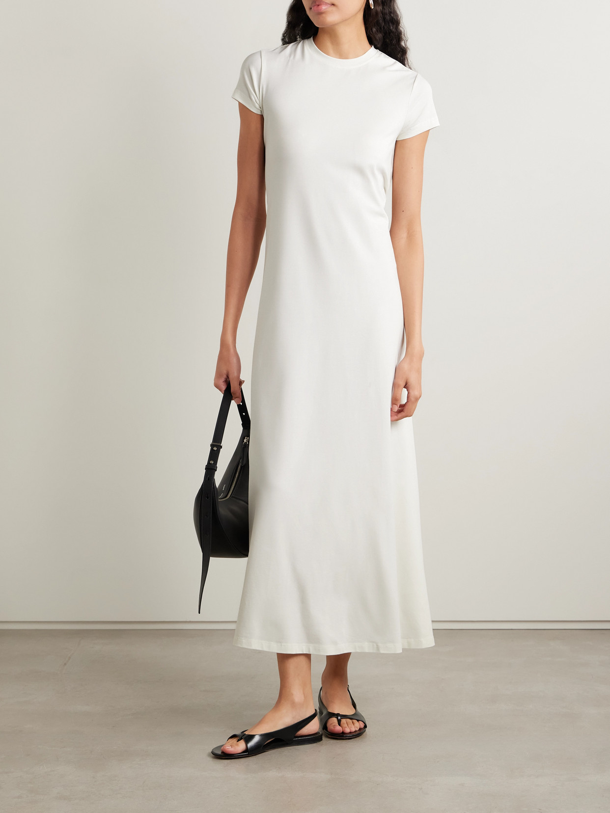 Proenza Schouler White Label Noelle Gathered Cotton-blend Jersey Midi Dress