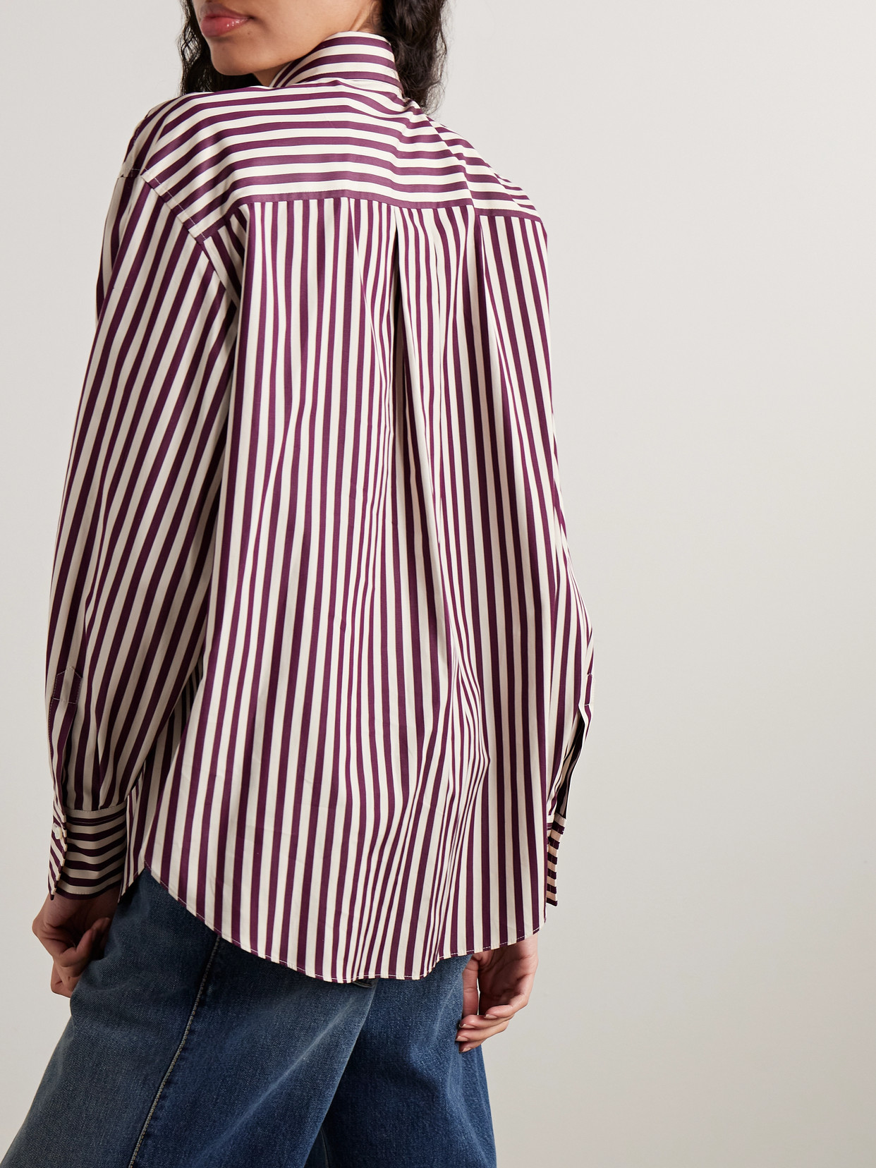 Brunello Cucinelli Bead-embellished Striped Cotton-sateen Shirt In Multi