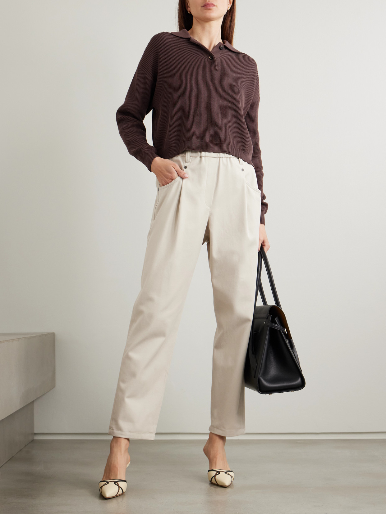 Brunello Cucinelli Cotton-blend Twill Tapered Pants