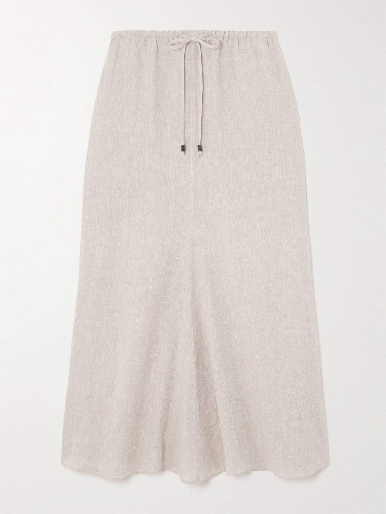 Brunello Cucinelli Bead-embellished Linen Midi Skirt