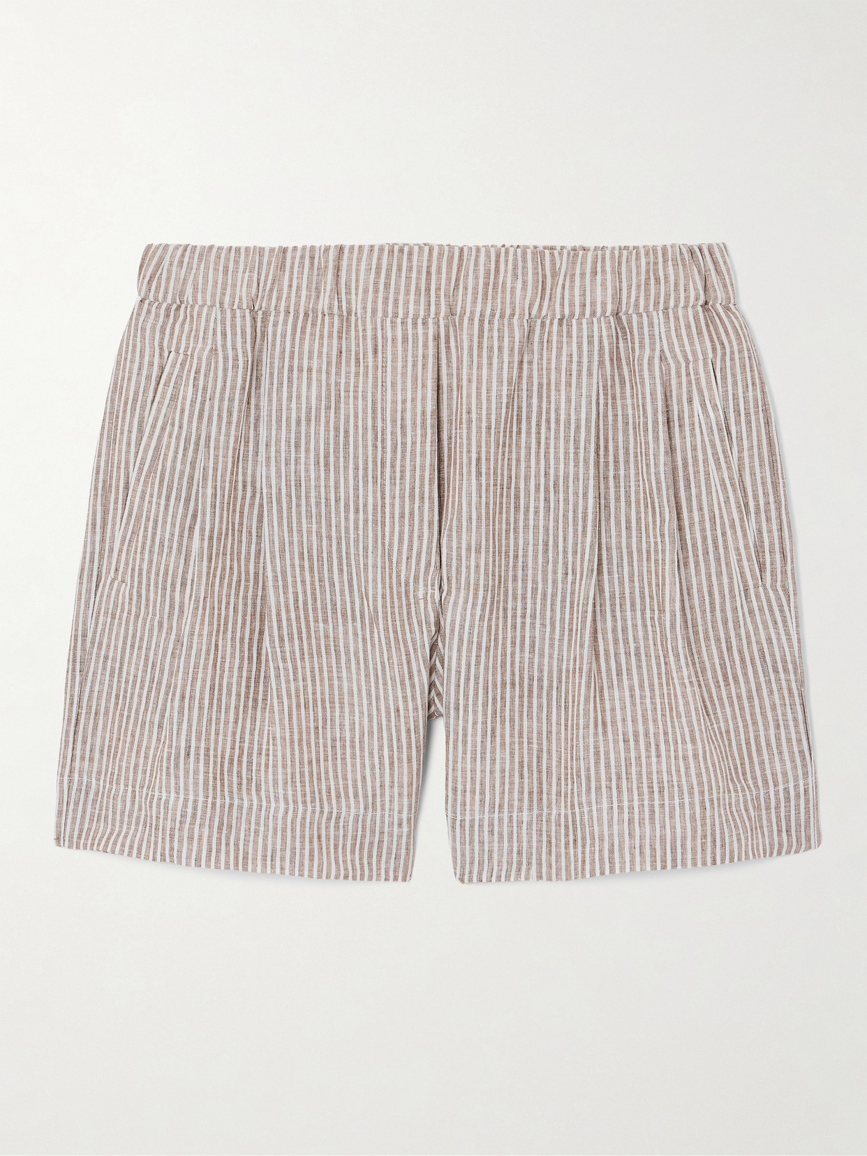 Brunello Cucinelli Striped Linen Shorts In Neutral