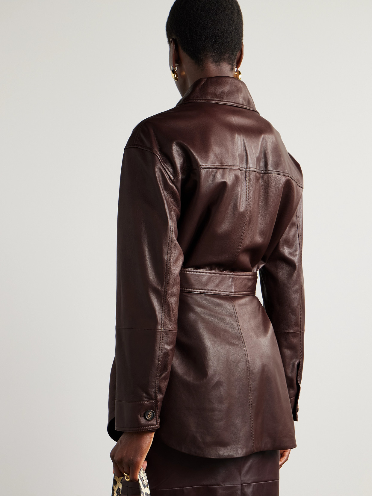 Brunello Cucinelli Belted Leather Jacket