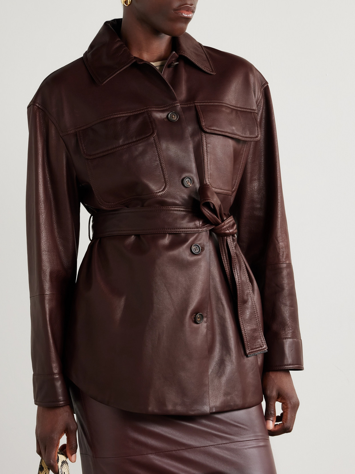 Brunello Cucinelli Belted Leather Jacket