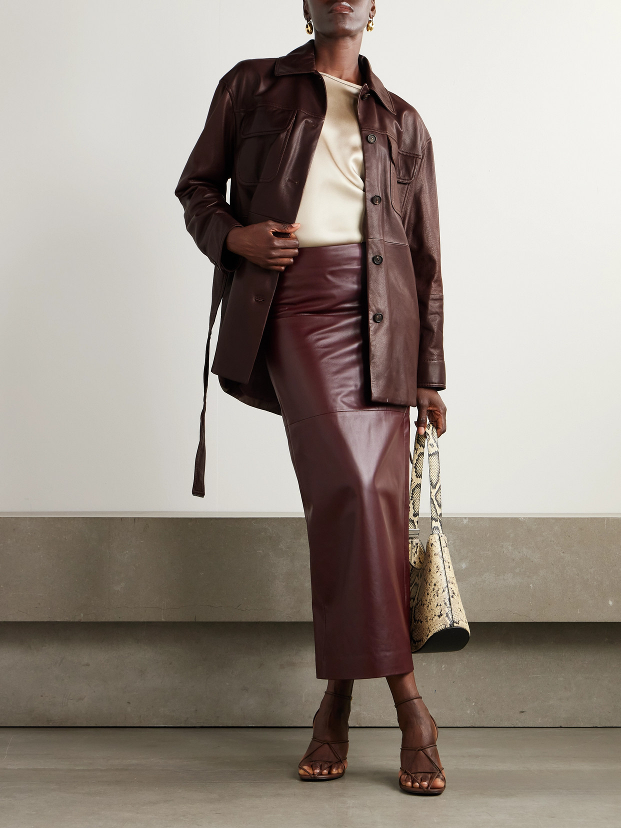 Brunello Cucinelli Belted Leather Jacket
