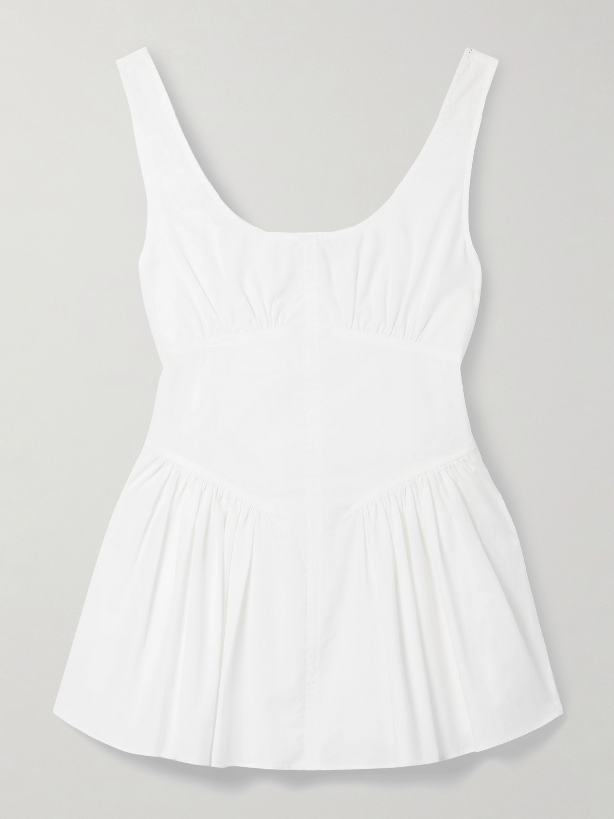 Proenza Schouler White Label Bader Gathered Stretch-cotton Poplin Peplum Top