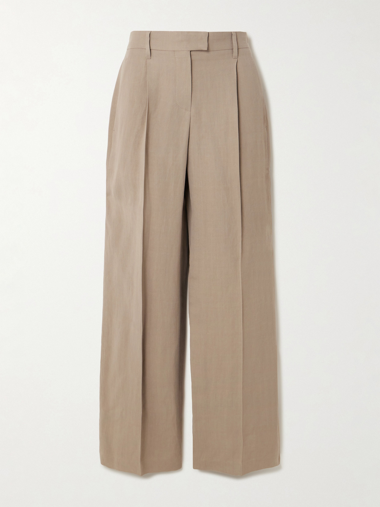 Brunello Cucinelli Bead-embellished Pleated Twill Wide-leg Pants