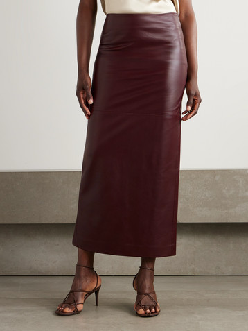 Brunello Cucinelli Paneled leather maxi skirt