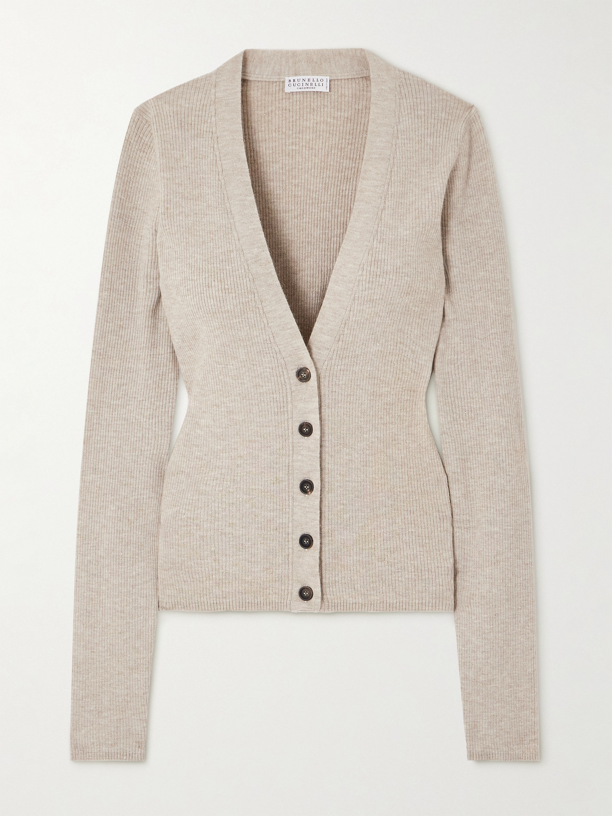 Brunello Cucinelli Plunging V-neck Sweater With Sequin Embellishments In Neutrals
