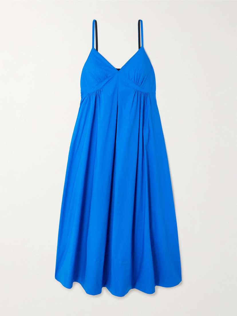 Proenza Schouler White Label Barker Gathered Cotton-blend Poplin Midi Dress