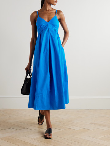 Proenza Schouler White Label Barker gathered cotton-blend poplin midi dress