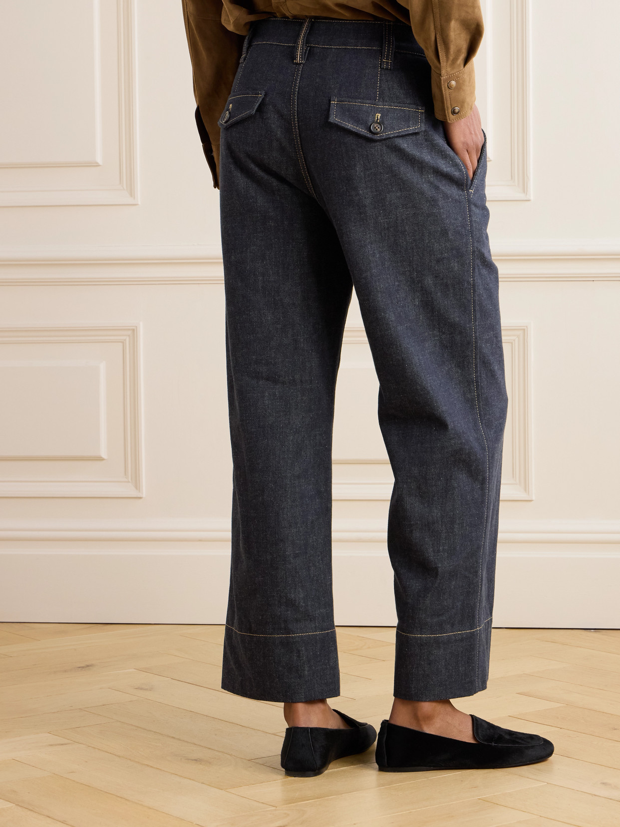 Brunello Cucinelli Cropped Mid-rise Wide-leg Jeans