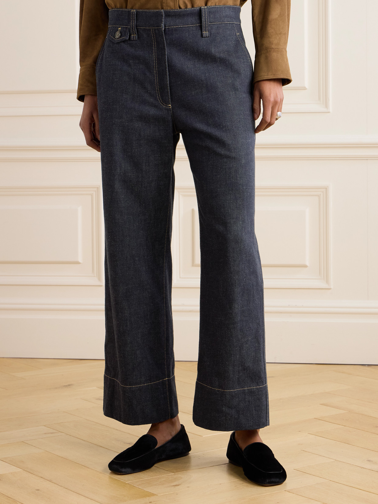 Brunello Cucinelli Cropped Mid-rise Wide-leg Jeans