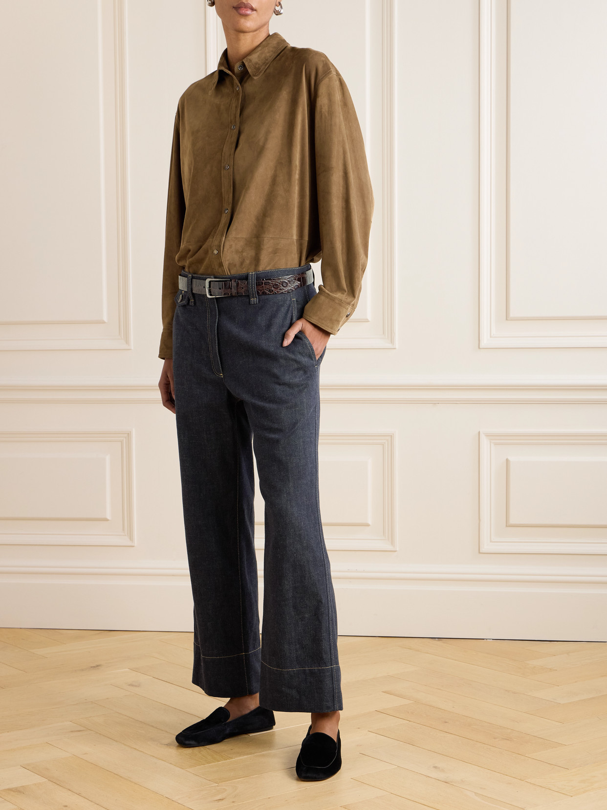 Brunello Cucinelli Cropped Mid-rise Wide-leg Jeans