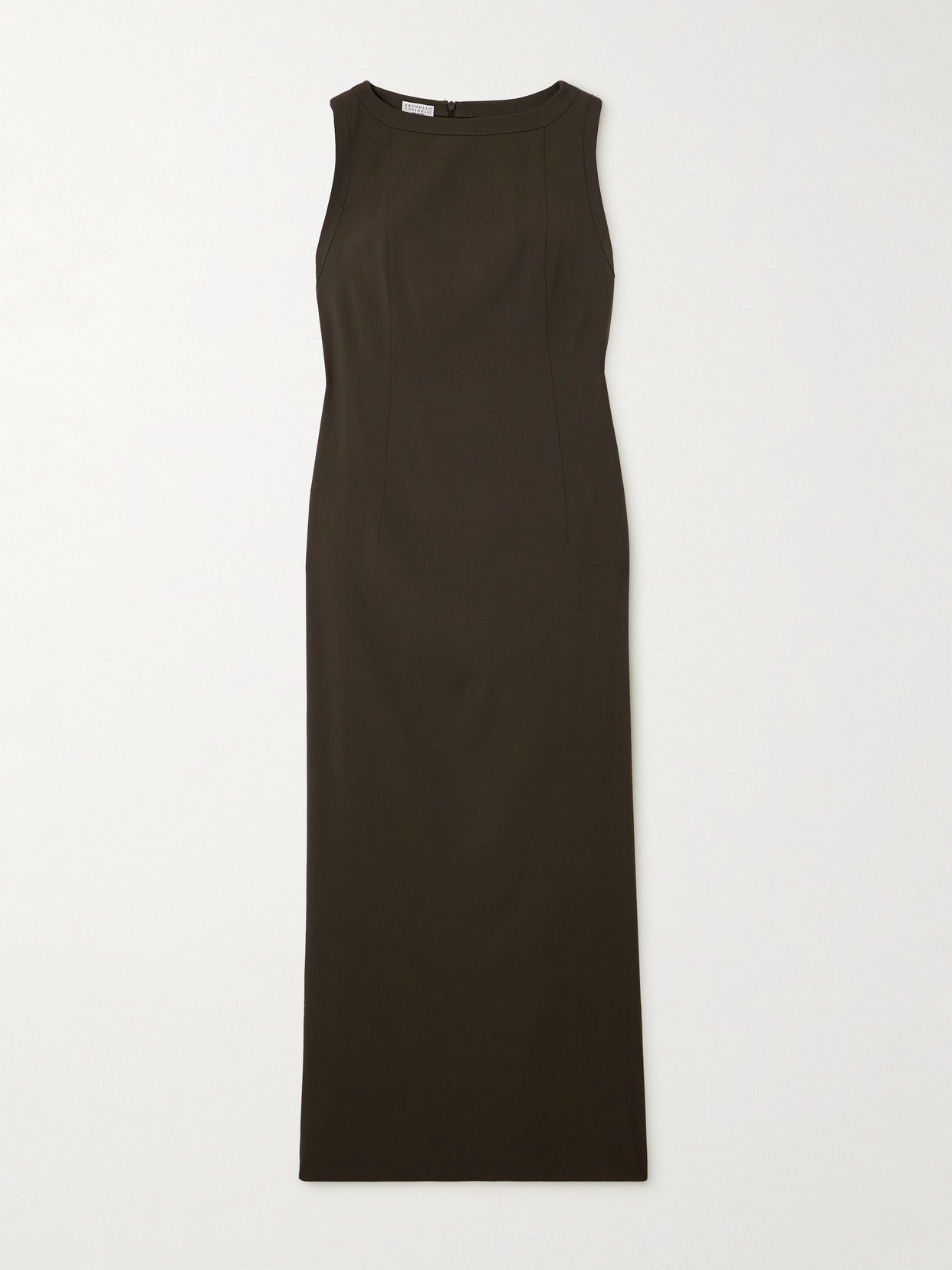 Brunello Cucinelli Bead-embellished Wool-blend Twill Maxi Dress