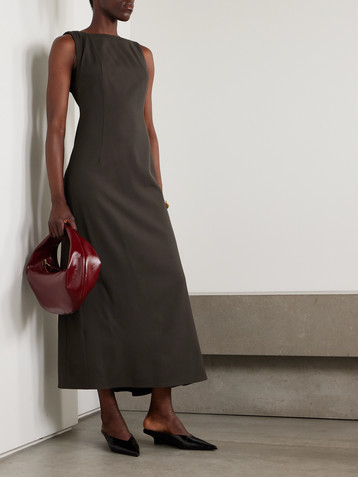 Brunello Cucinelli Bead-embellished wool-blend twill maxi dress
