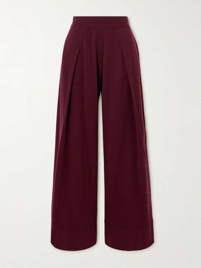 Brunello Cucinelli Pleated Wool, Cashmere And Silk-blend Wide-leg Pants