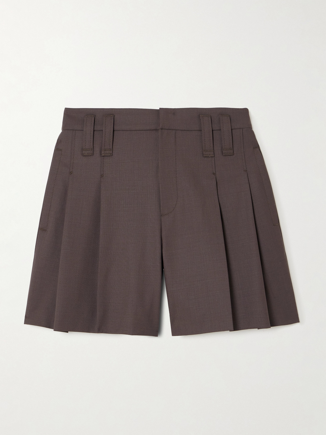 Brunello Cucinelli Pleated Wool-blend Shorts In Brown