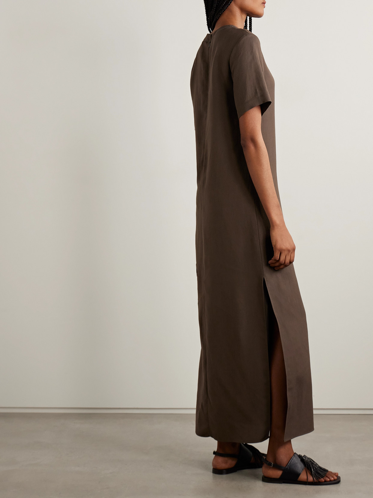 Brunello Cucinelli Bead-embellised Twill Midi Dress
