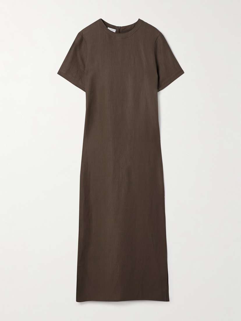Brunello Cucinelli — Bead-embellised twill midi dress