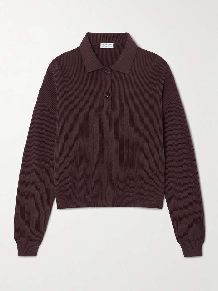 Brunello Cucinelli — Ribbed cotton polo sweater