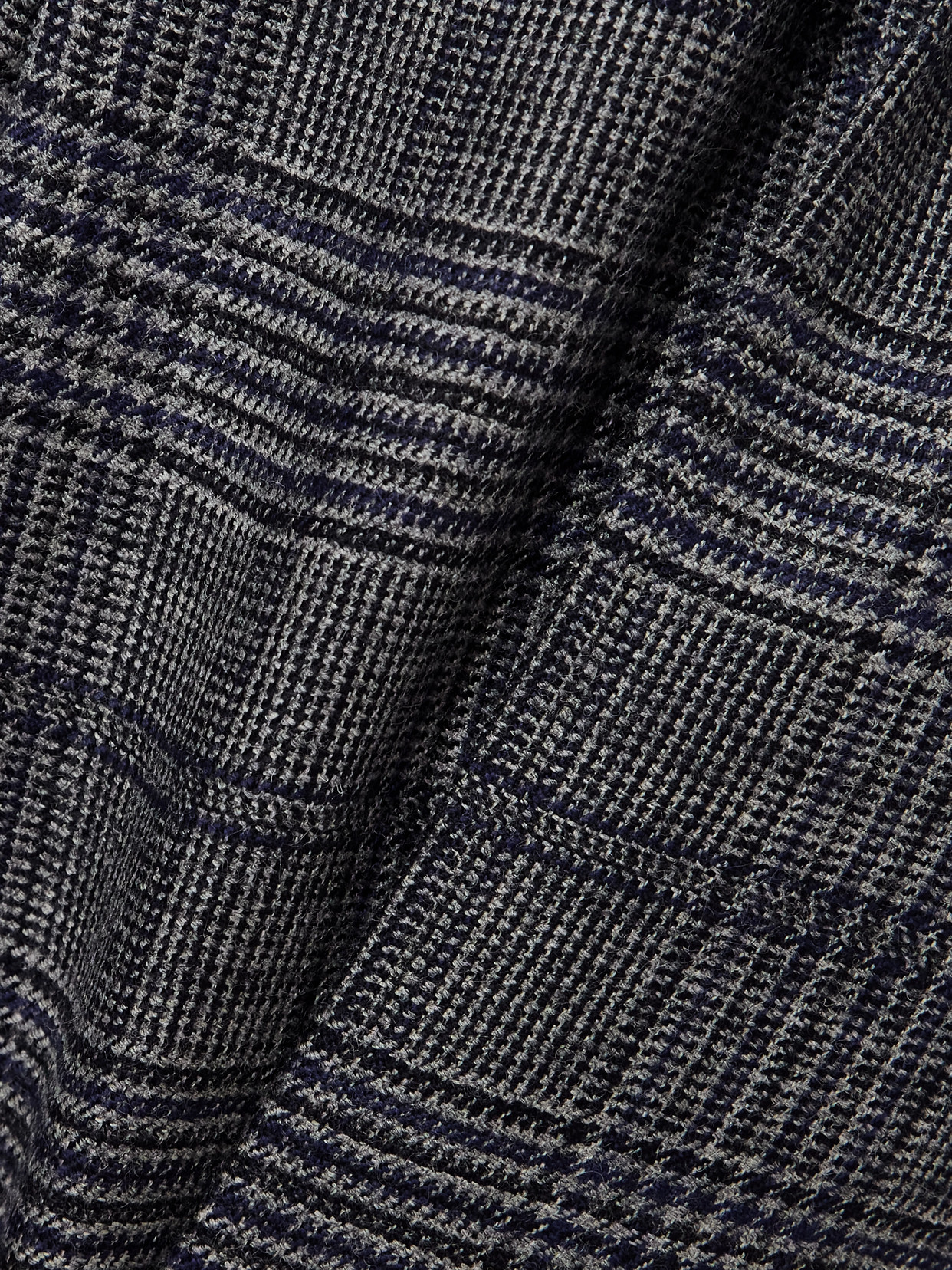 Brunello Cucinelli Cropped Bead-embellished Pleated Prince Of Wales Checked Wool Wide-leg Pants In Gray