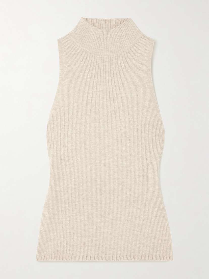 Brunello Cucinelli Metallic Ribbed-knit Turtleneck Tank