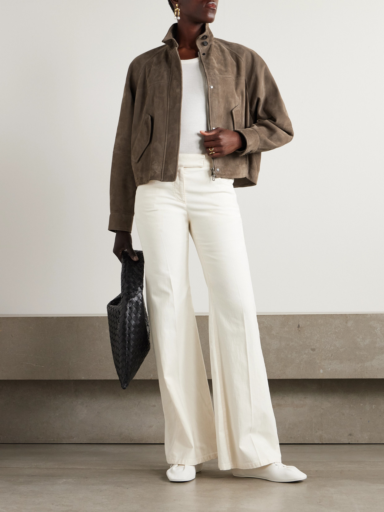 Brunello Cucinelli Cropped Bead-embellished Suede Jacket