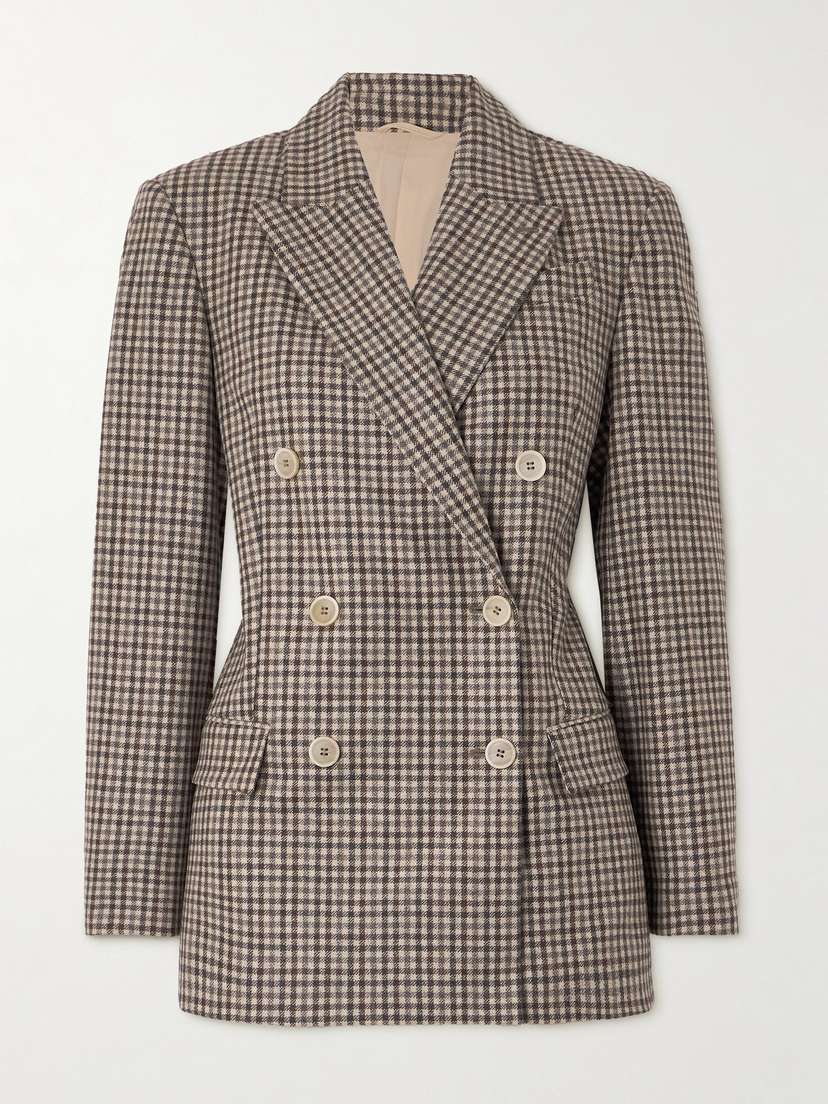 Brunello Cucinelli Double-breasted Checked Wool Blazer