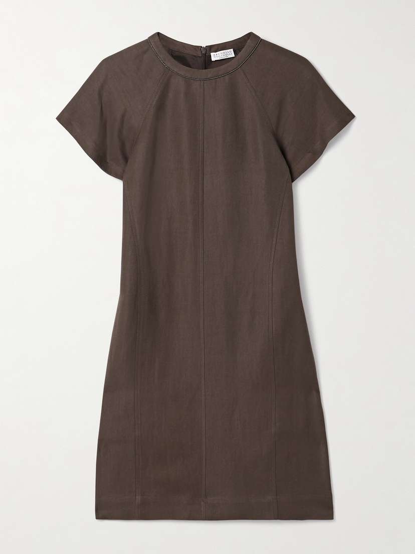 Brunello Cucinelli — Bead-embellished twill mini dress
