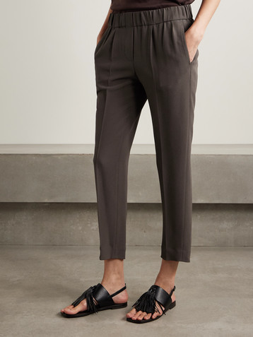 Brunello Cucinelli Cropped pleated crepe pants