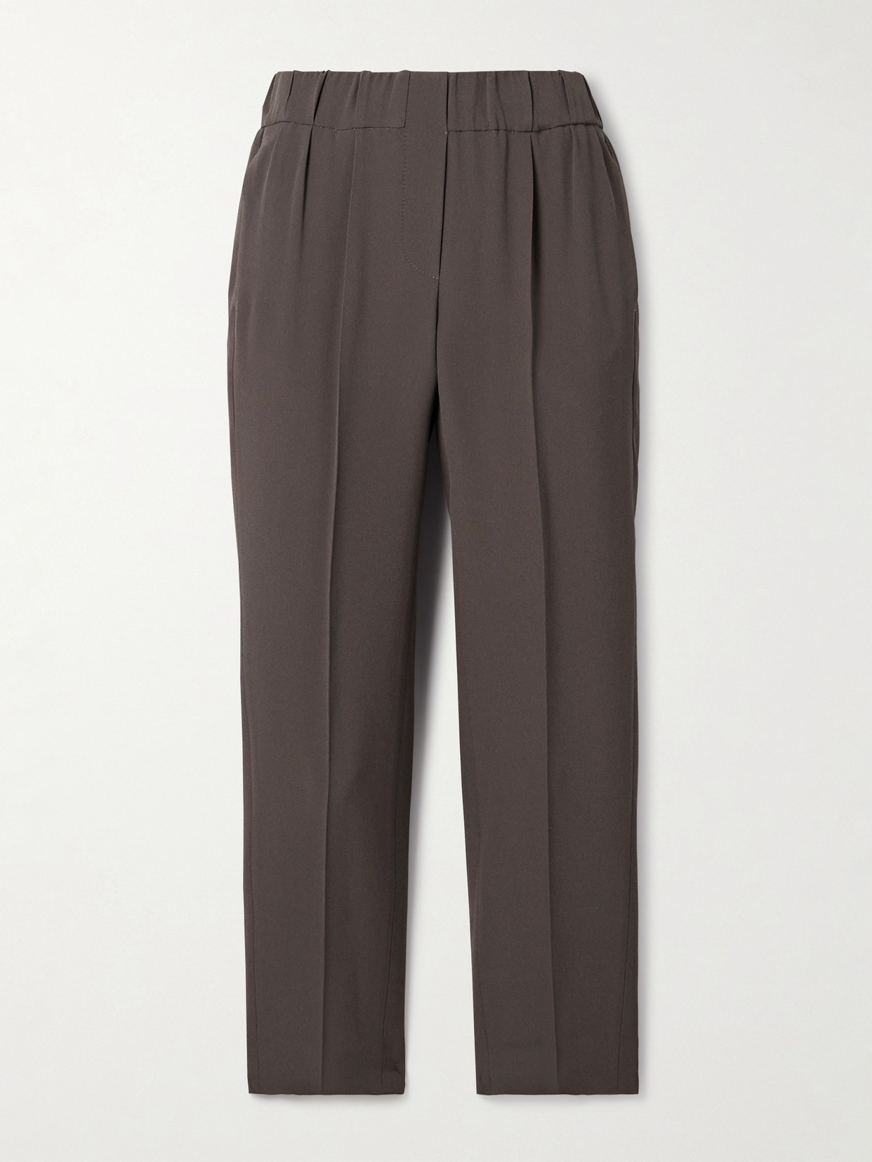 Brunello Cucinelli Cropped Pleated Crepe Pants