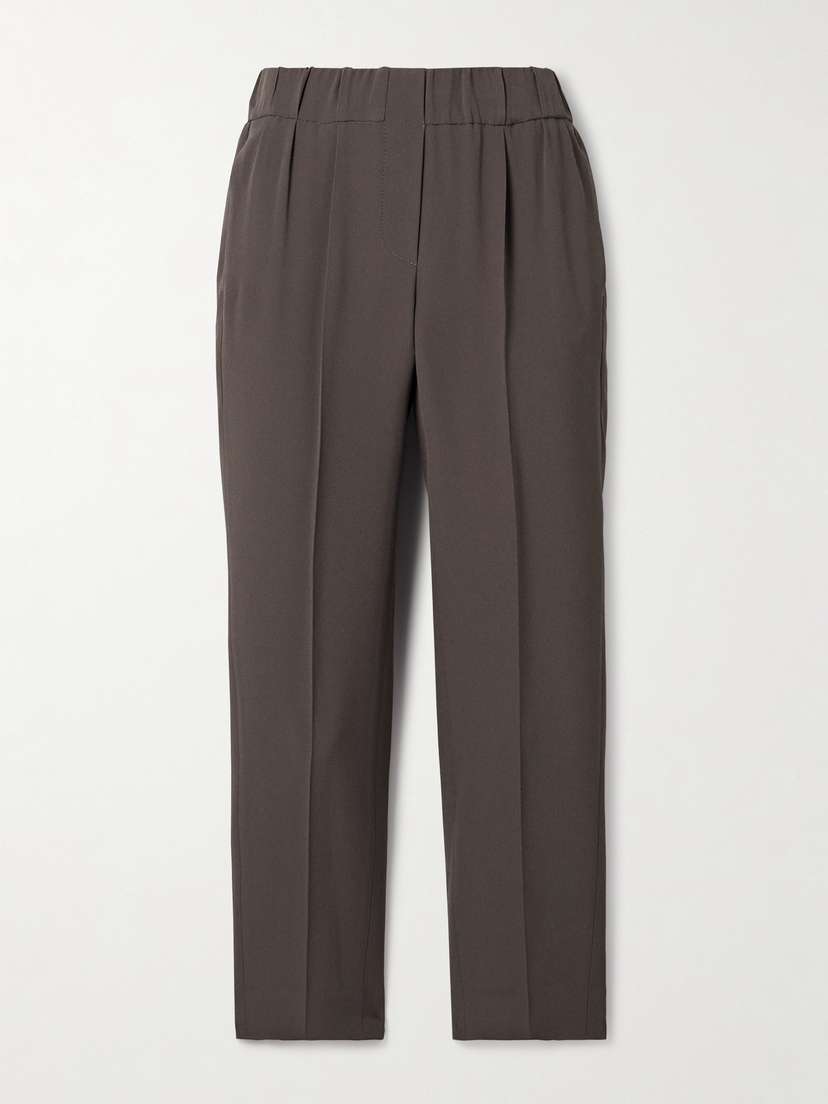 Brunello Cucinelli Cropped Pleated Crepe Pants