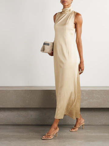 Brunello Cucinelli Draped satin midi dress