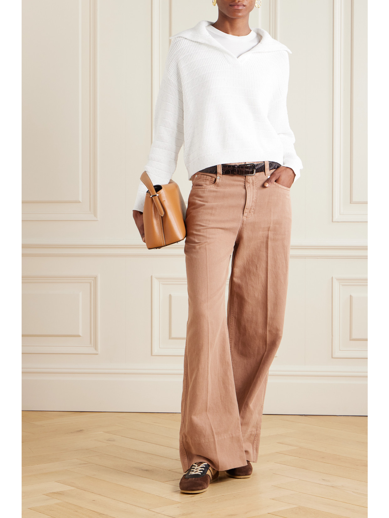 Brunello Cucinelli Sequined Cotton-blend Polo Sweater In White