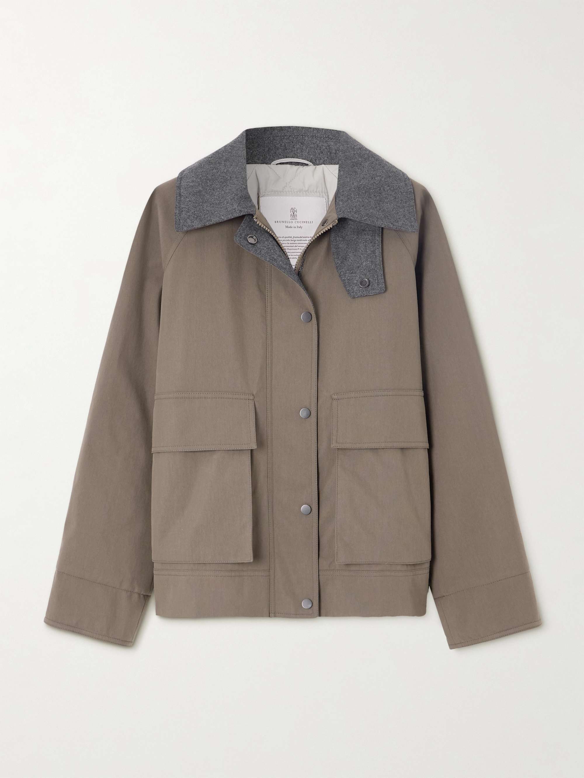 ブランド品専門の BRUNELLO CUCINELLI Bead-embellished wool felt-trimmed padded ジャケット・アウター