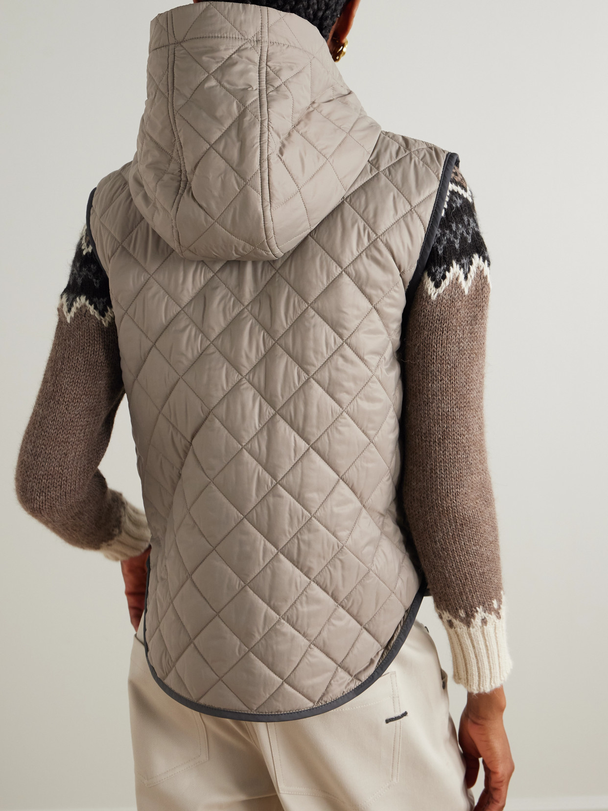 BRUNELLO CUCINELLI HOODED QUILTED SHELL VEST