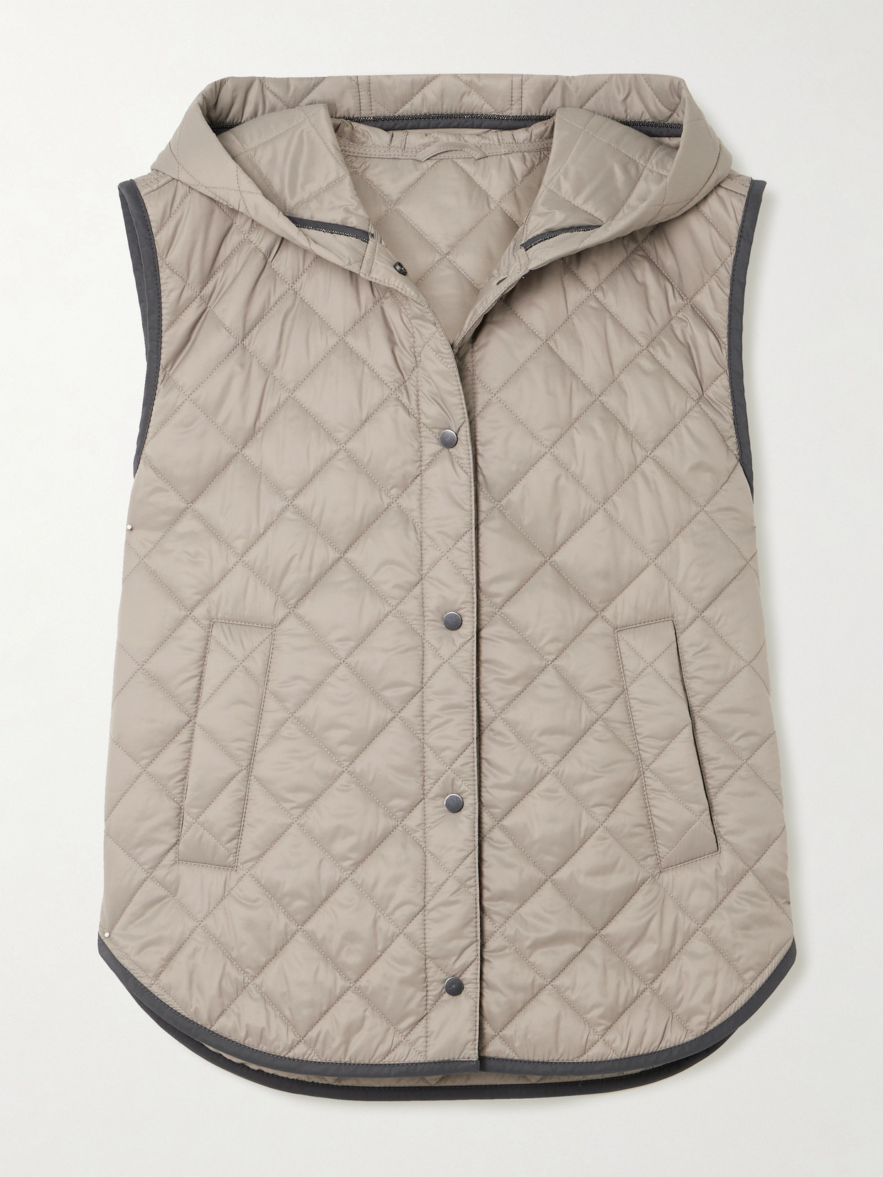 Brunello Cucinelli Hooded Quilted Shell Vest In Brown