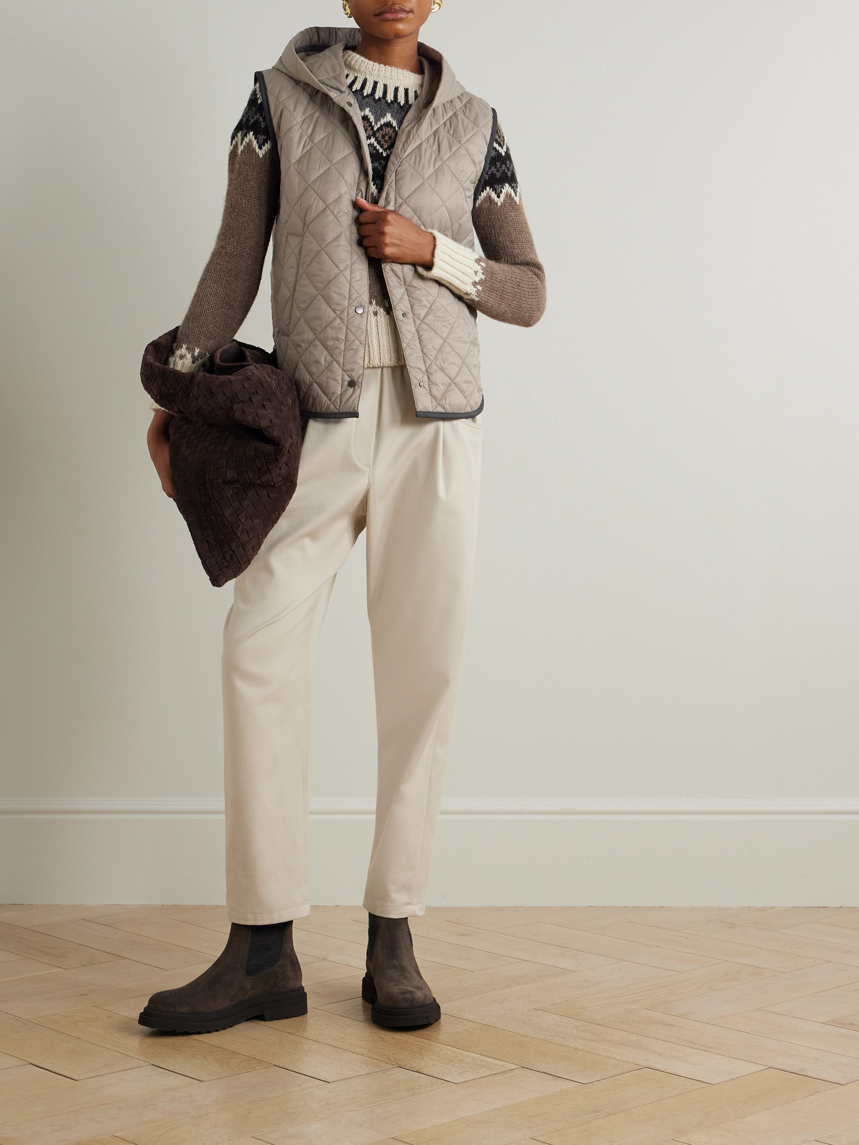 BRUNELLO CUCINELLI HOODED QUILTED SHELL VEST