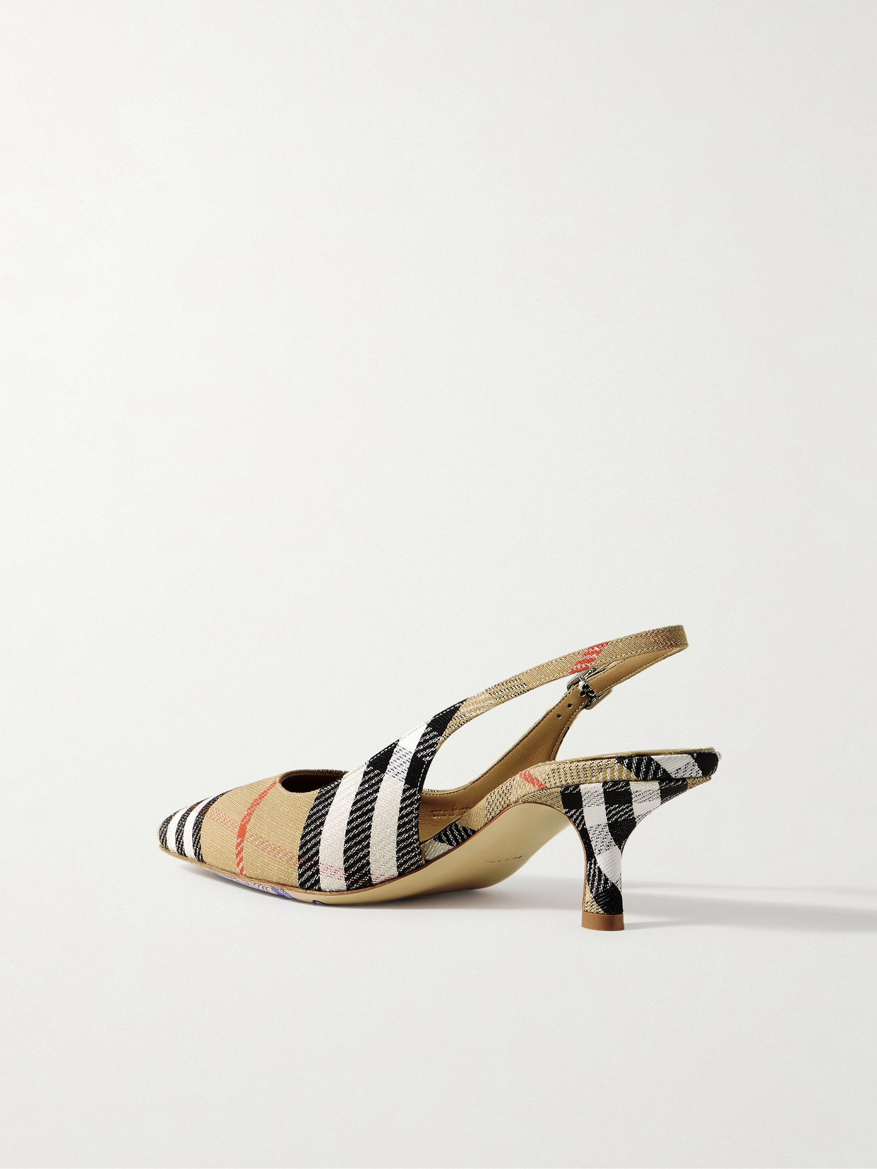Burberry Slingback Pumps Birdie Check Women In Neutrals