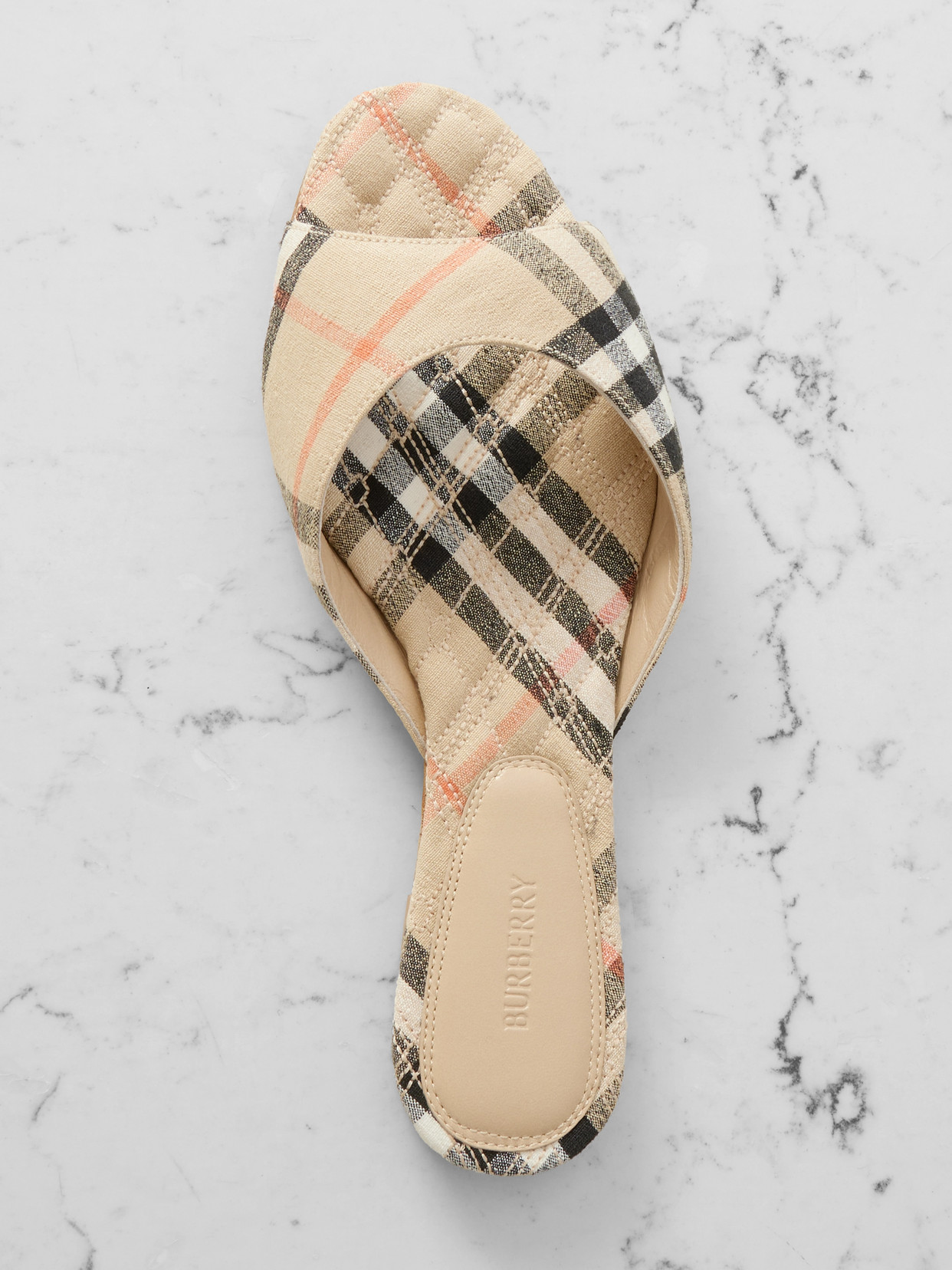 Burberry Women Beige Slip On Sandals, 5.5 Luxury Sandals & Floaters For Women Darveys In Multi
