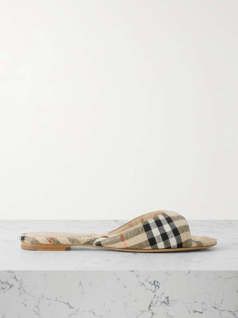 Burberry Checked Linen Slides