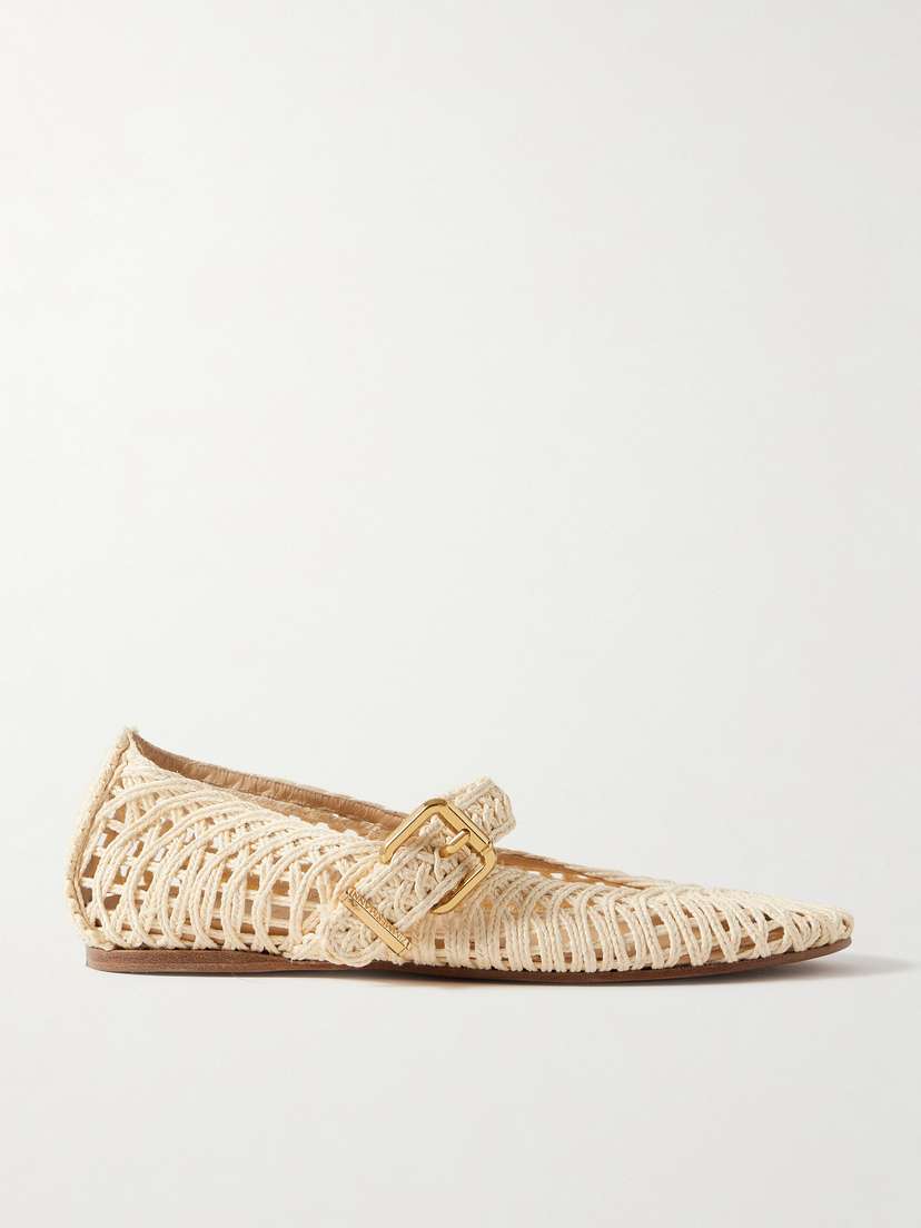 Zimmermann Gleam Woven Raffia Ballet Flats