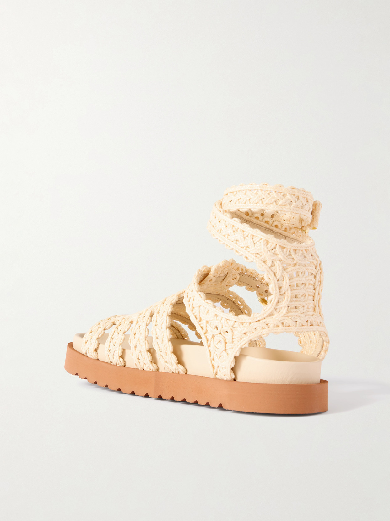 Zimmermann Gleam Buckle-embellished Raffia Sandals In Neutral