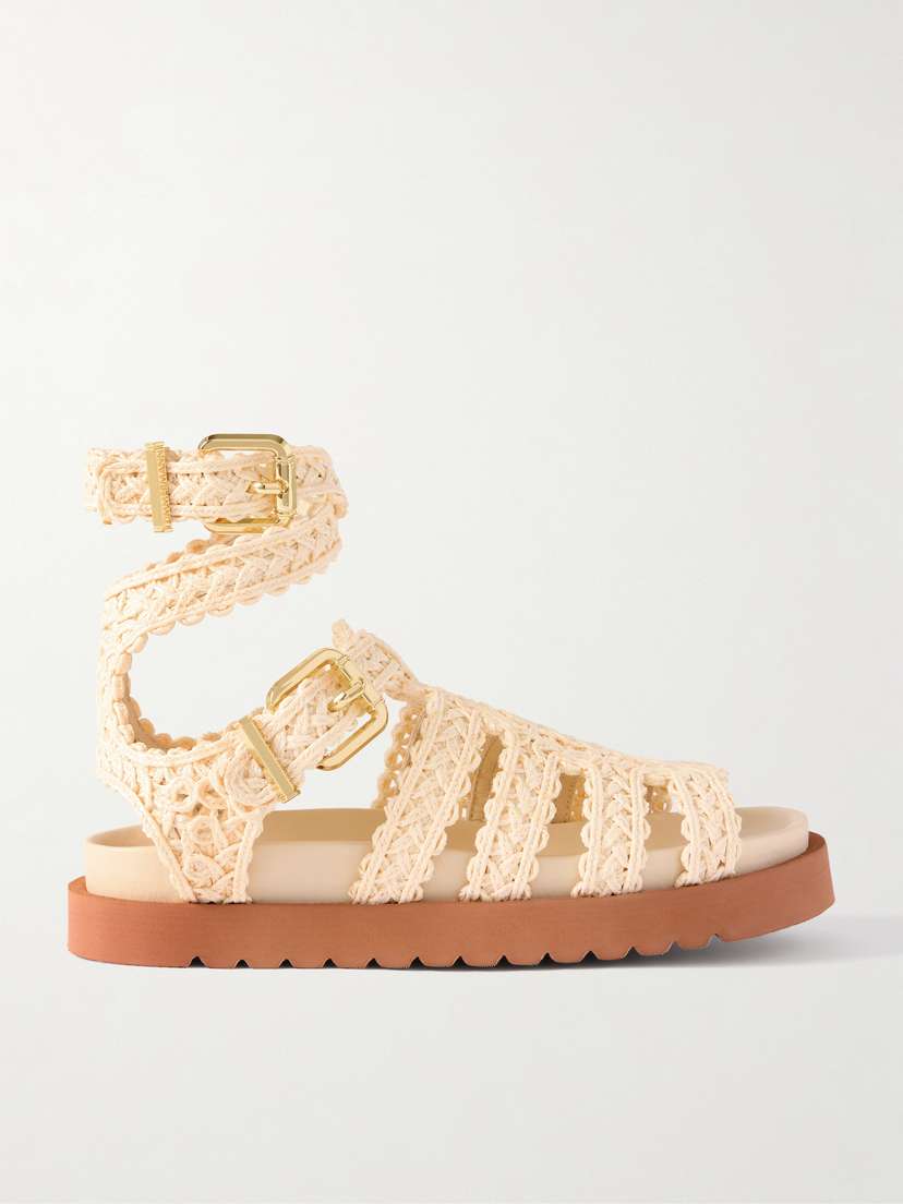 Zimmermann Gleam Buckle-embellished Raffia Sandals