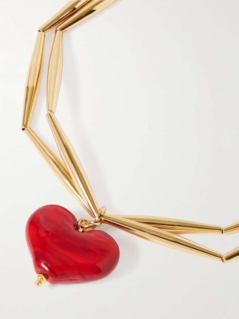 TOHUM Cuore Duo Gold-plated Glass Necklace
