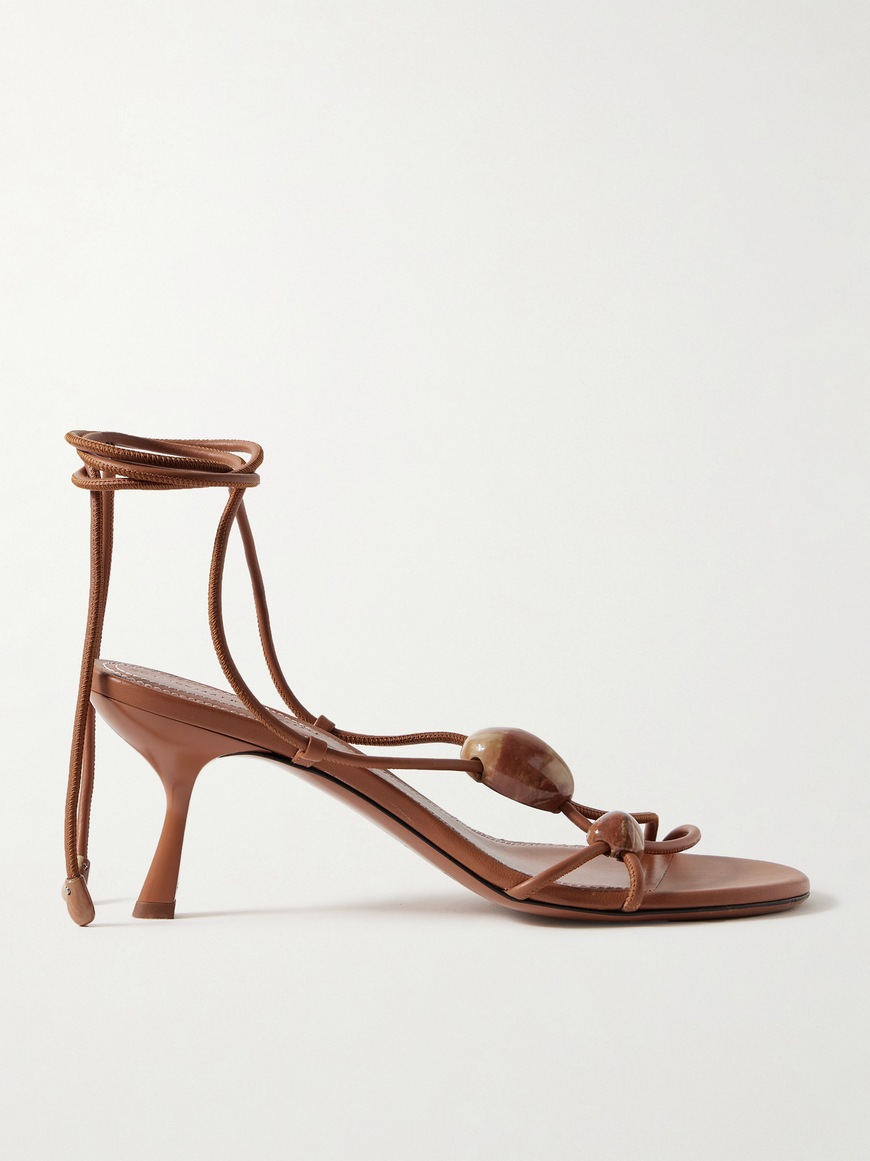 Zimmermann Gleam Embellished Leather Sandals In Brown