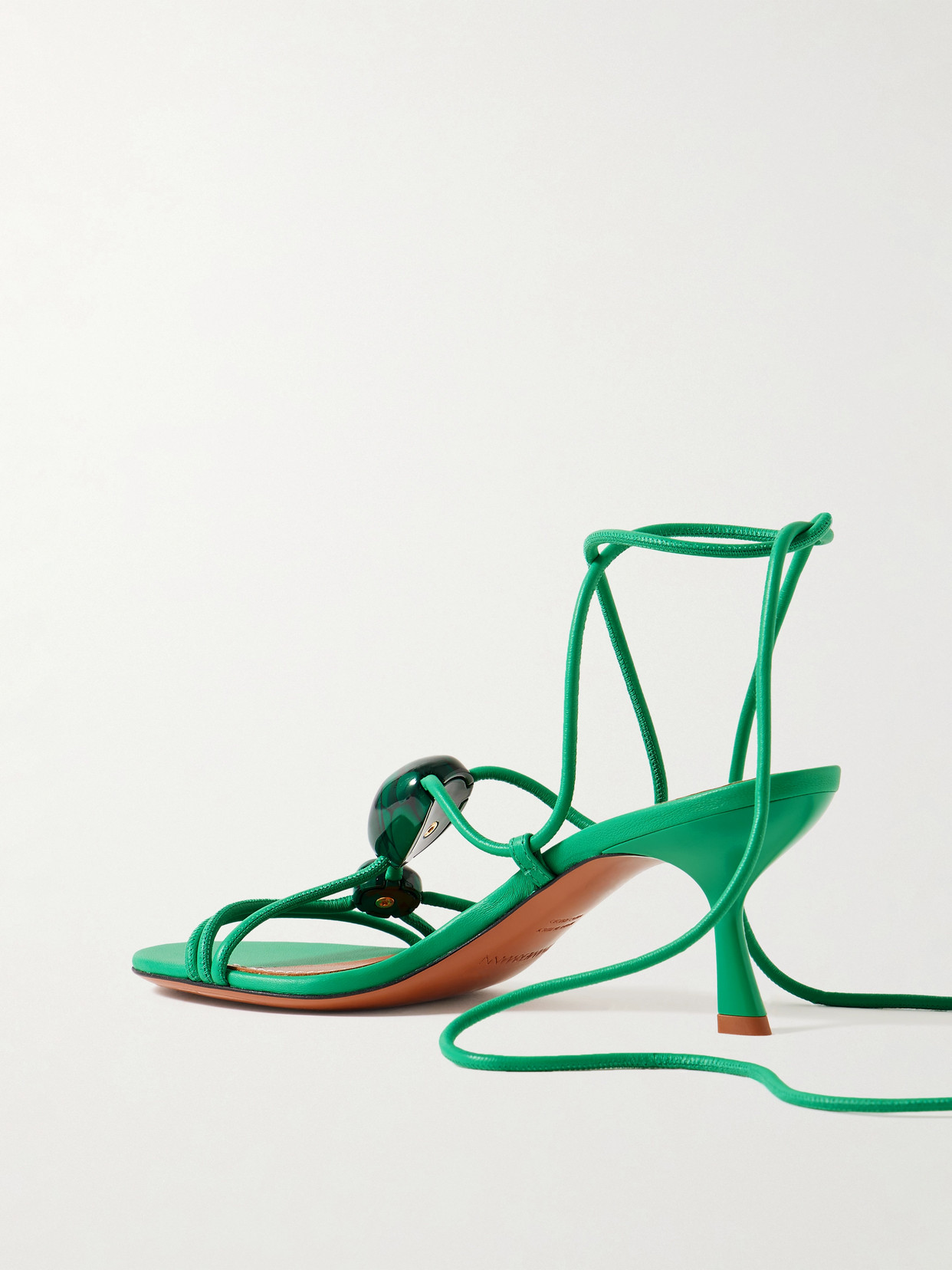 Zimmermann Gleam Embellished Leather Sandals In Green